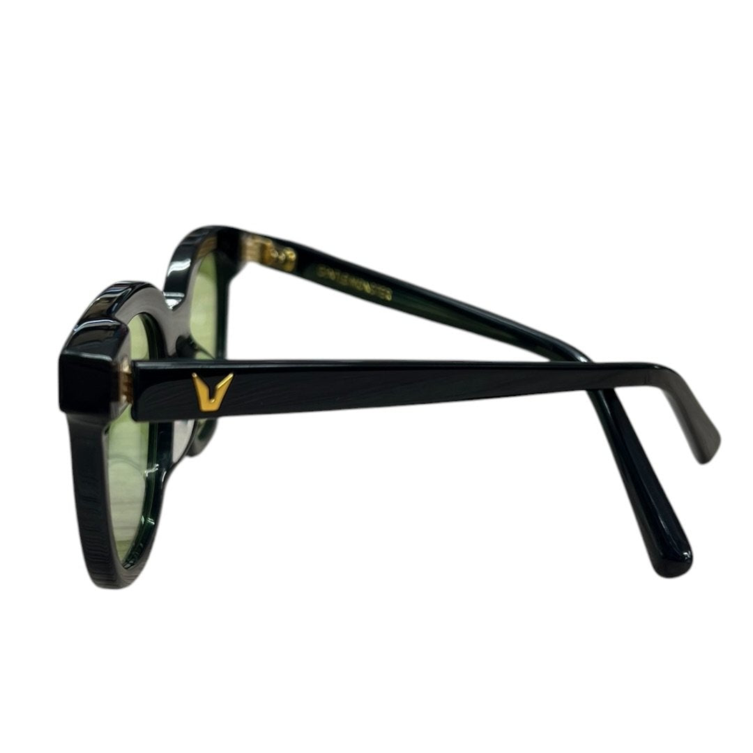 GENTLE MONSTER Acetate South Side Sunglasses Black, Green Gold-tone Hardware JU222