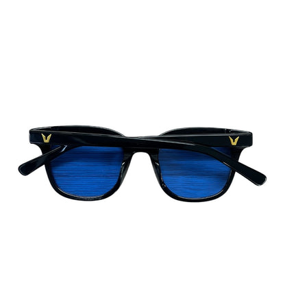 GENTLE MONSTER Acetate South Side Sunglasses Black, Blue Gold Hardware JU219