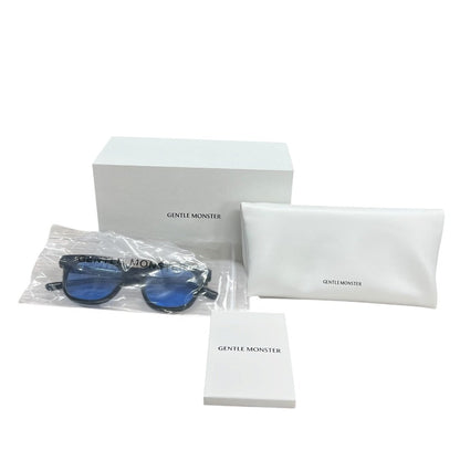 GENTLE MONSTER Acetate South Side Sunglasses Black, Blue Gold Hardware JU219