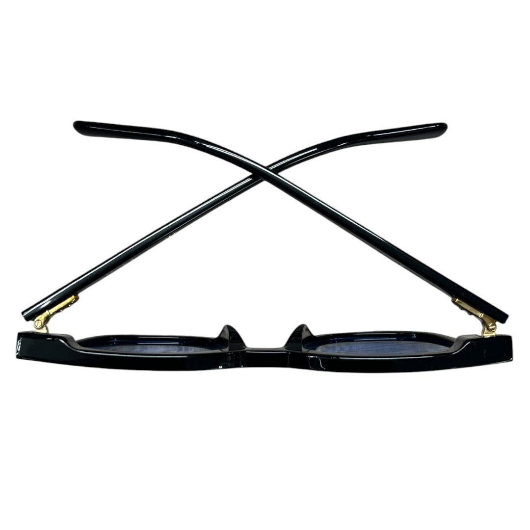 GENTLE MONSTER Acetate South Side Sunglasses Black, Blue Gold Hardware JU219