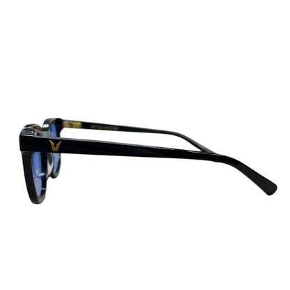 GENTLE MONSTER Acetate South Side Sunglasses Black, Blue Gold Hardware JU219