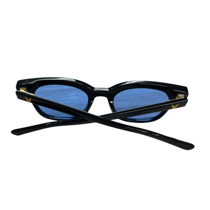 GENTLE MONSTER Acetate South Side Sunglasses Black, Blue Gold Hardware JU219