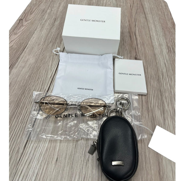 GENTLE MONSTER Metal PICO Sunglasses Silver, Brown Silver Hardware JU224
