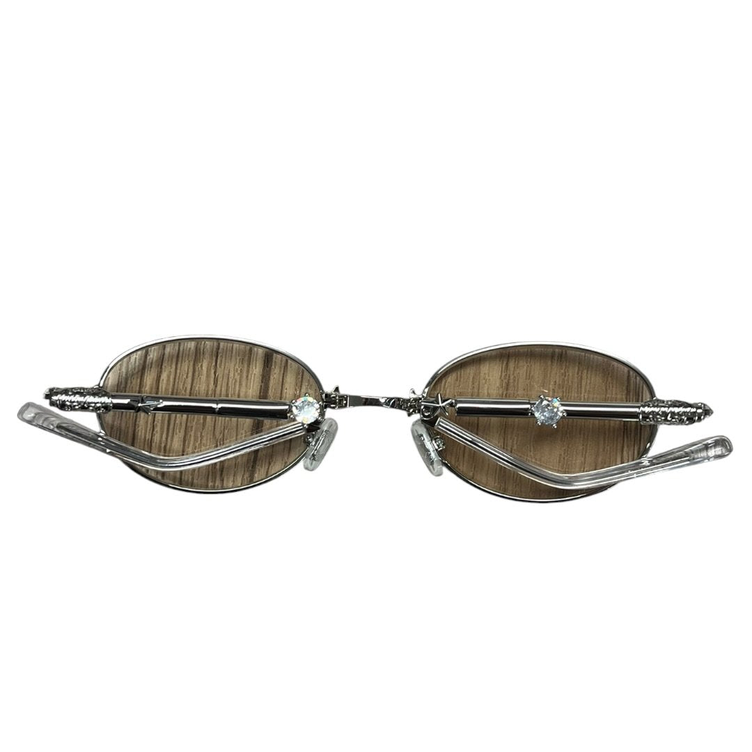 GENTLE MONSTER Metal Pico Sunglasses Silver / Brown Tint Silver Hardware JU223