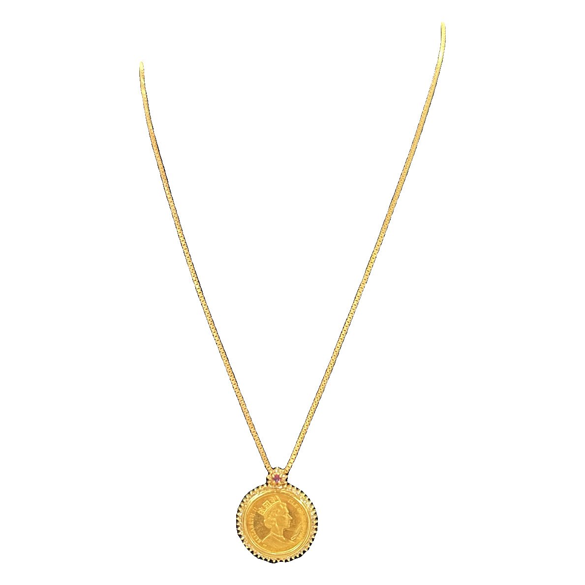 jewelry Gold, Ruby Isle of Man Angel 1/10oz Gold Coin Necklace Necklace Gold Gold Hardware je54