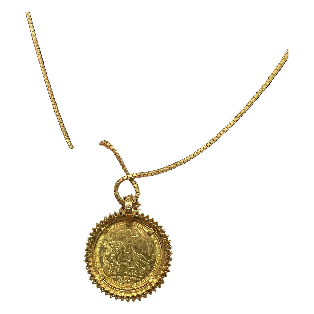 jewelry Gold, Ruby Isle of Man Angel 1/10oz Gold Coin Necklace Necklace Gold Gold Hardware je54