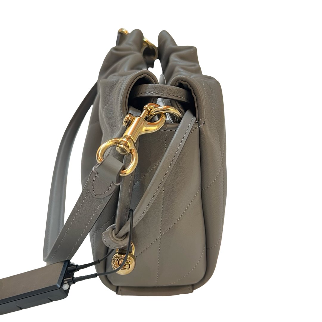coach Leather Soft Tabby Shoulder Bag Grey Gold Hardware co40