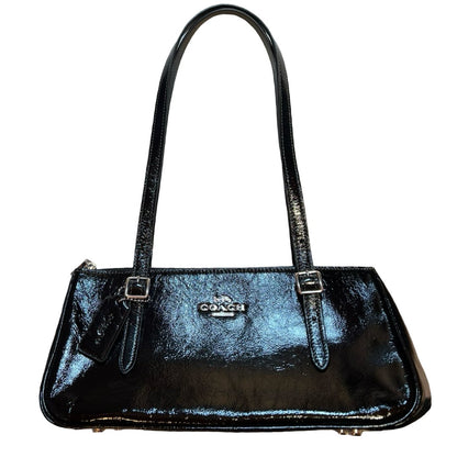coach Patent Leather Unknown Shoulder Bag Black Silver Hardware co37