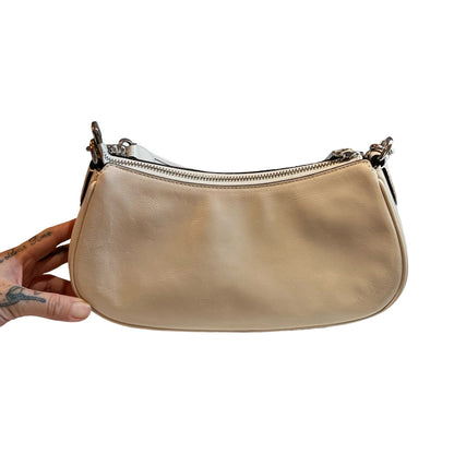 coach Leather Pocket Bag Shoulder Bag Beige Silver Hardware co32