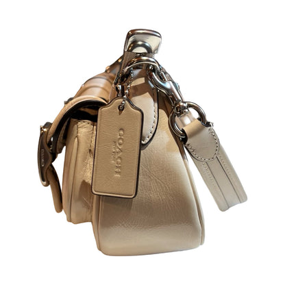 coach Leather Pocket Bag Shoulder Bag Beige Silver Hardware co32