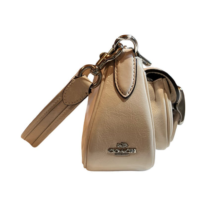 coach Leather Pocket Bag Shoulder Bag Beige Silver Hardware co32