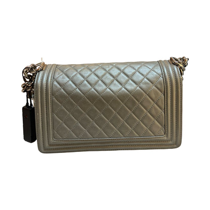 CHANEL Caviar Boy Bag Shoulder Bag Metallic Grey Ruthenium Hardware Ch2267