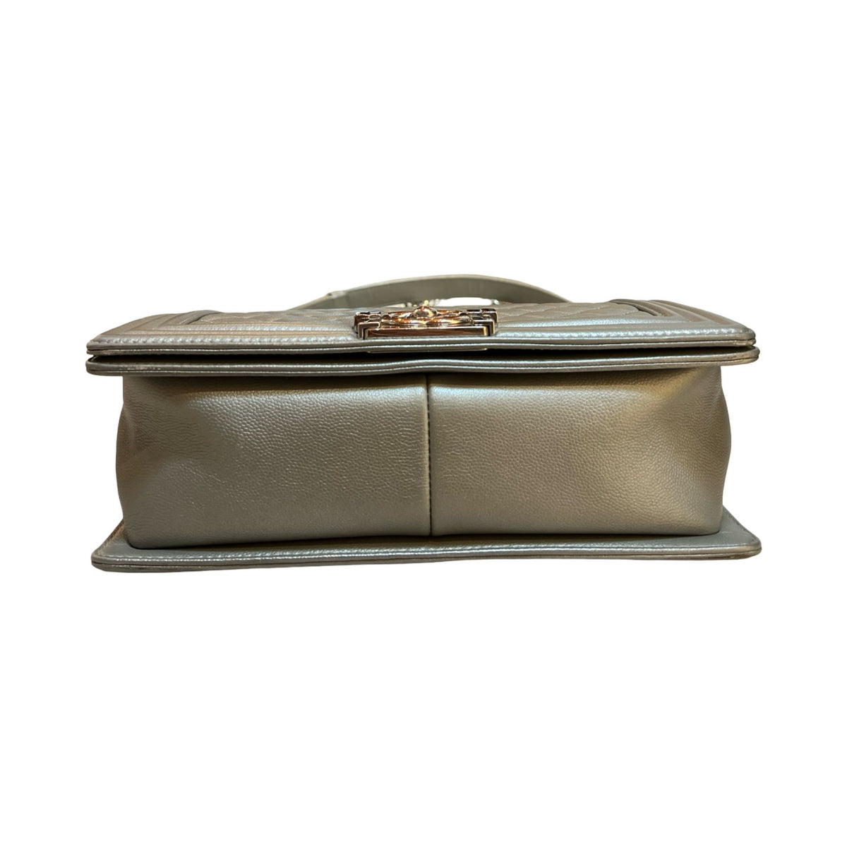 CHANEL Caviar Boy Bag Shoulder Bag Metallic Grey Ruthenium Hardware Ch2267