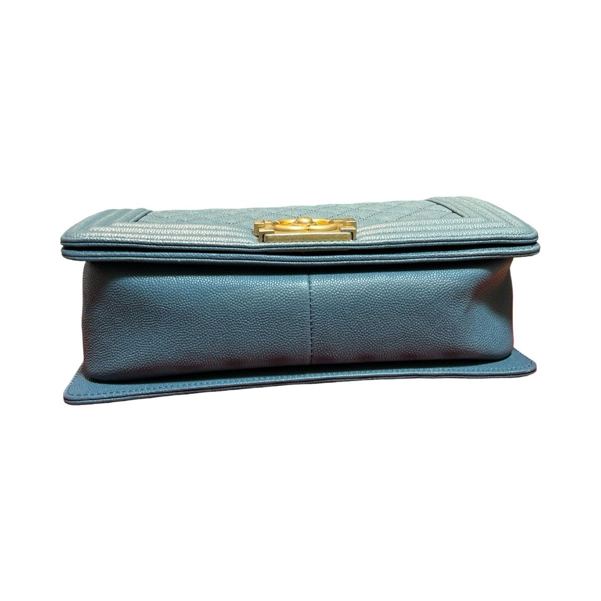 CHANEL Caviar Boy Bag Shoulder Bag Blue Gold Hardware Ch2272