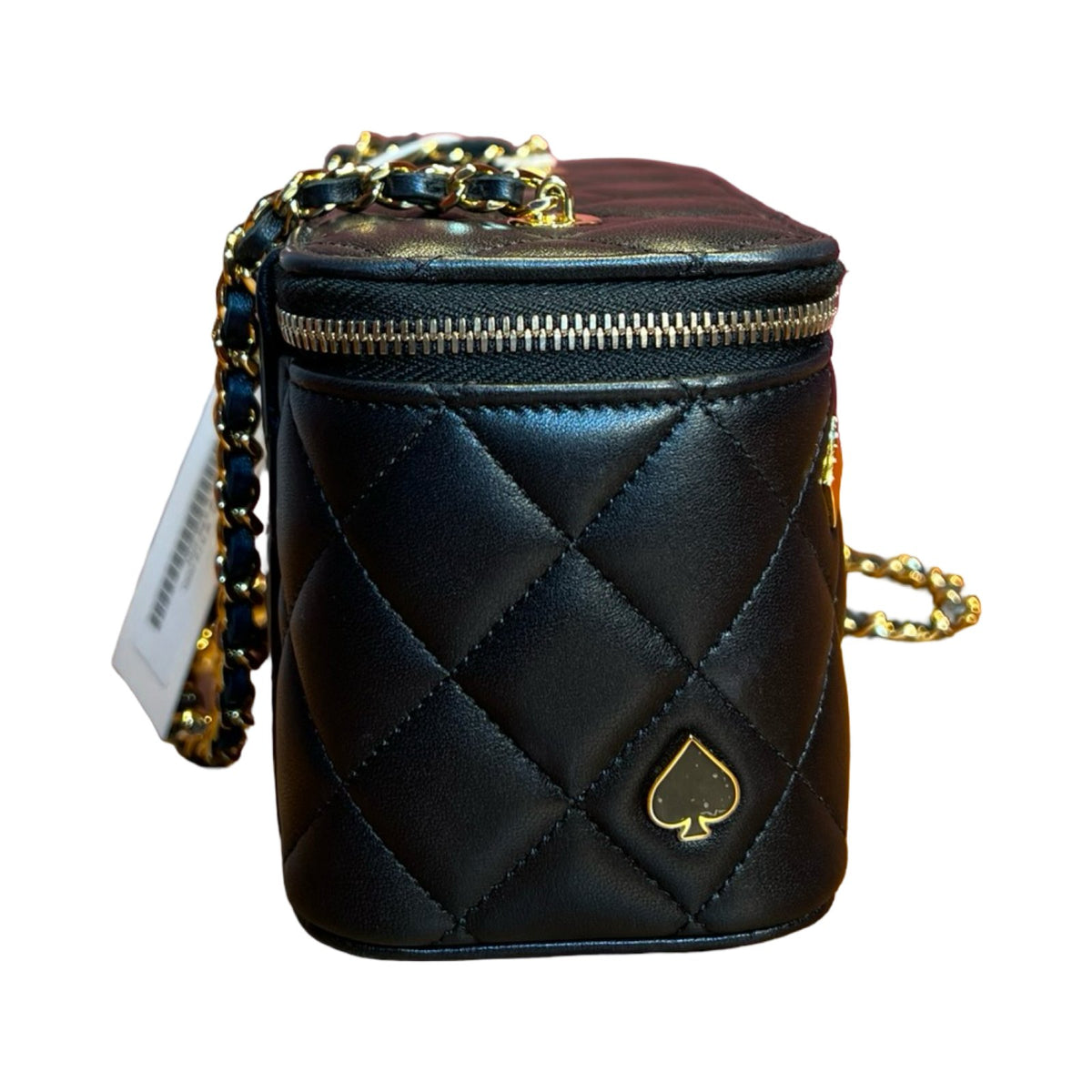 CHANEL Lambskin Casino Vanity Case Vanity Case / Shoulder Bag Black, Red Gold Hardware Ch2285