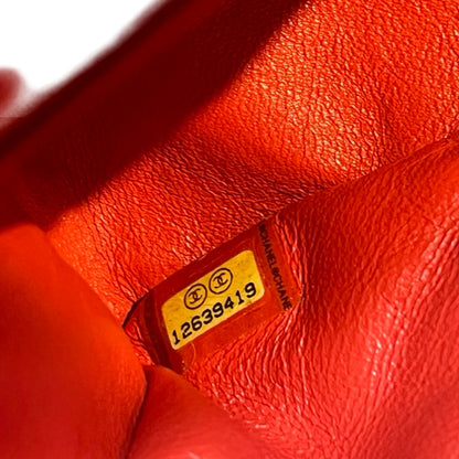 CHANEL Leather Classic Flap Shoulder Bag Orange Gold Hardware Ch2289