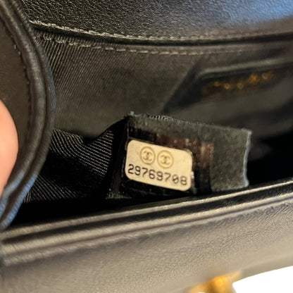CHANEL Leather Boy Bag Shoulder Bag Black Gold Hardware Ch2270