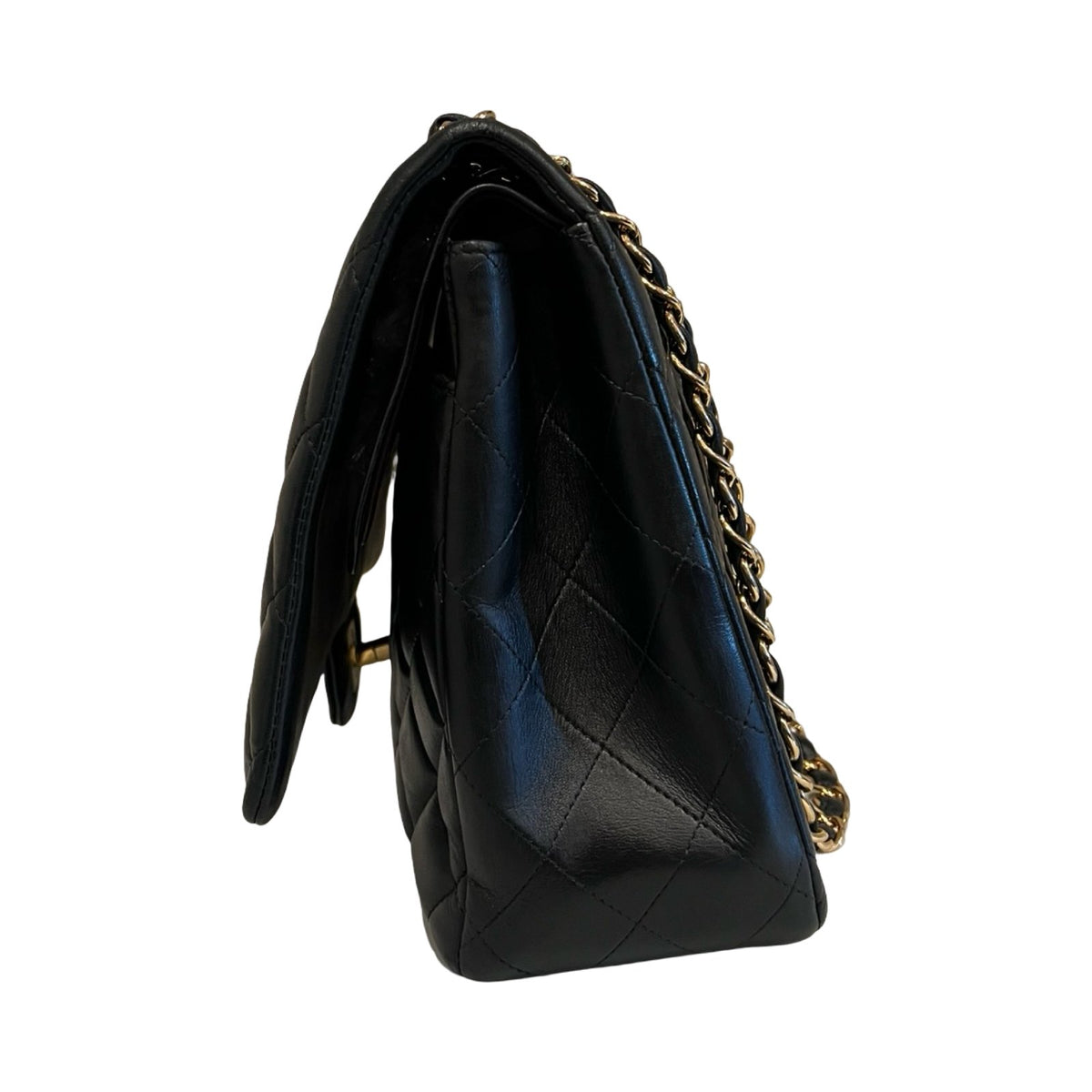 CHANEL Lambskin Classic Flap Shoulder Bag Black Gold Hardware Ch2274