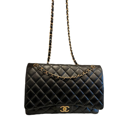 CHANEL Lambskin Classic Flap Shoulder Bag Black Gold Hardware Ch2274