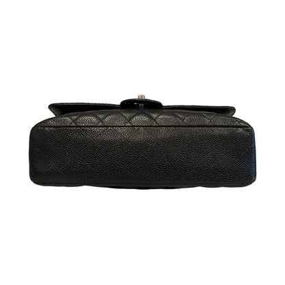 CHANEL Caviar Classic Flap Shoulder Bag Black Silver Hardware Ch2275