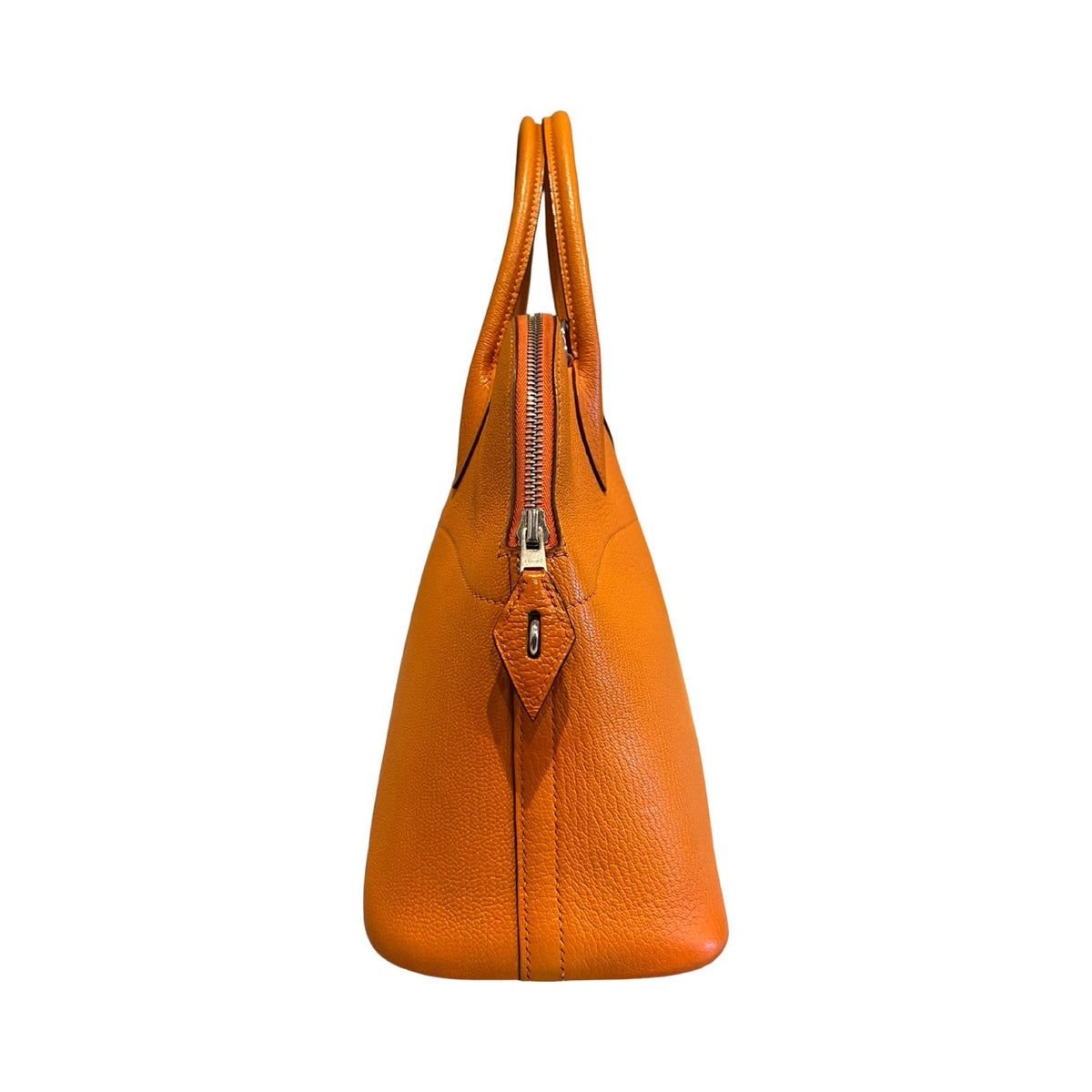 HERMÈS Clemence Bolide Handbag Orange Silver Hardware He487