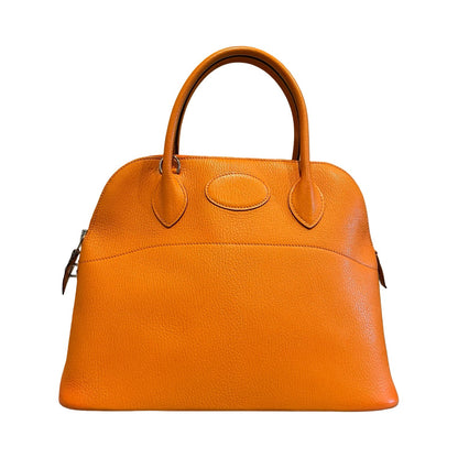 HERMÈS Clemence Bolide Handbag Orange Silver Hardware He487