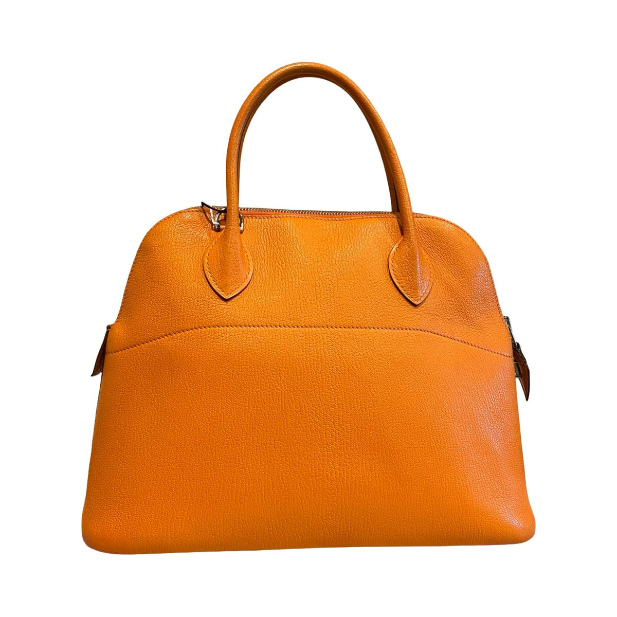HERMÈS Clemence Bolide Handbag Orange Silver Hardware He487