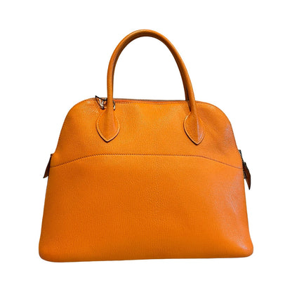 HERMÈS Clemence Bolide Handbag Orange Silver Hardware He487