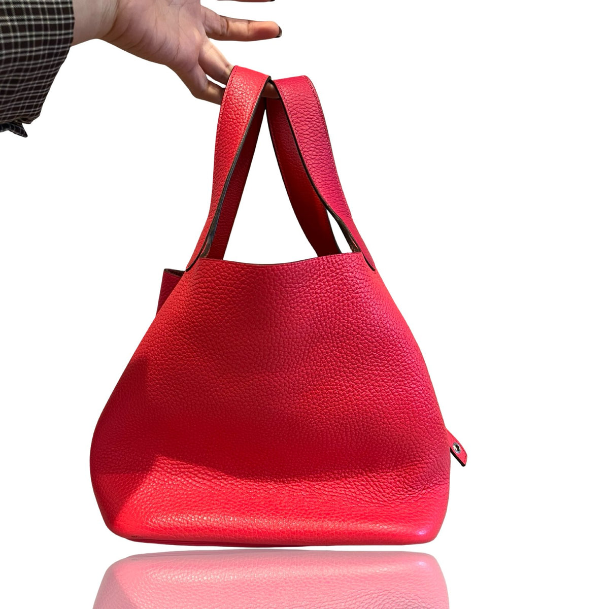 HERMÈS Clemence Picotin Lock Tote Pink Silver Hardware He488