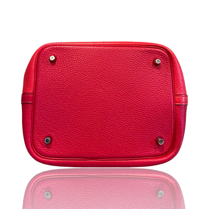 HERMÈS Clemence Picotin Lock Tote Pink Silver Hardware He488
