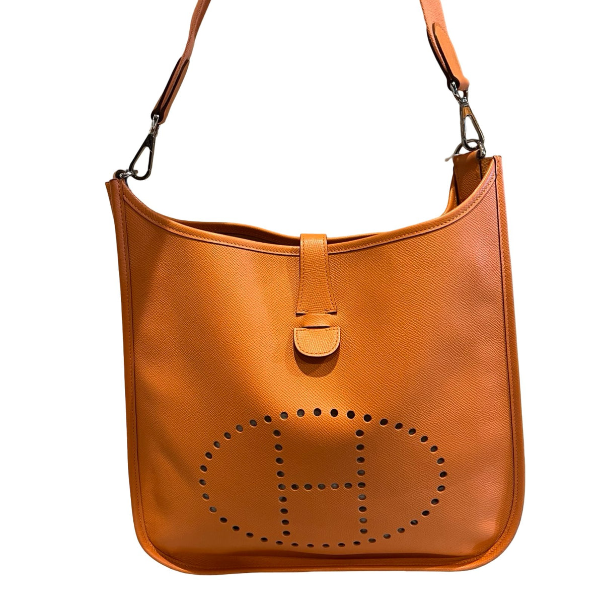 HERMES Maurice Evelyne III Shoulder Bag Orange Palladium Hardware He492