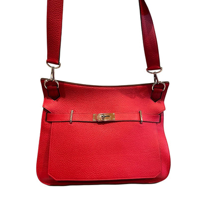 HERMES Togo Kellylak Shoulder Bag Red Palladium Hardware He493