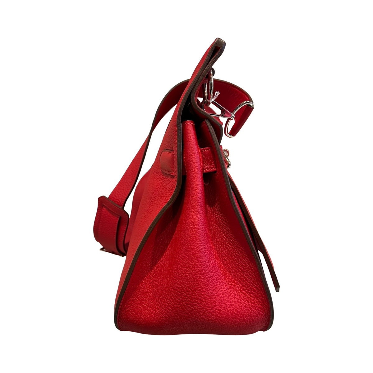 HERMES Togo Kellylak Shoulder Bag Red Palladium Hardware He493