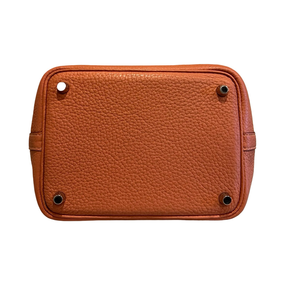HERMES Clemence Picotin Lock Handbag Orange Silver Hardware He495