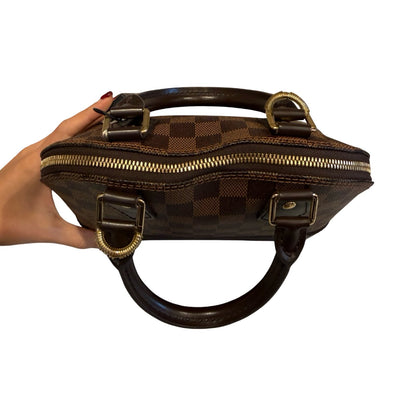 Louis Vuitton Damier Ebene Alma BB Handbag Brown Gold Hardware Lo2385