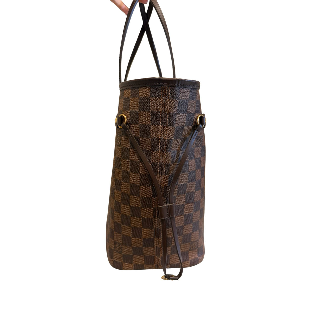 Louis Vuitton Damier Ebene Neverfull Tote Brown, Red Gold Hardware Lo2386