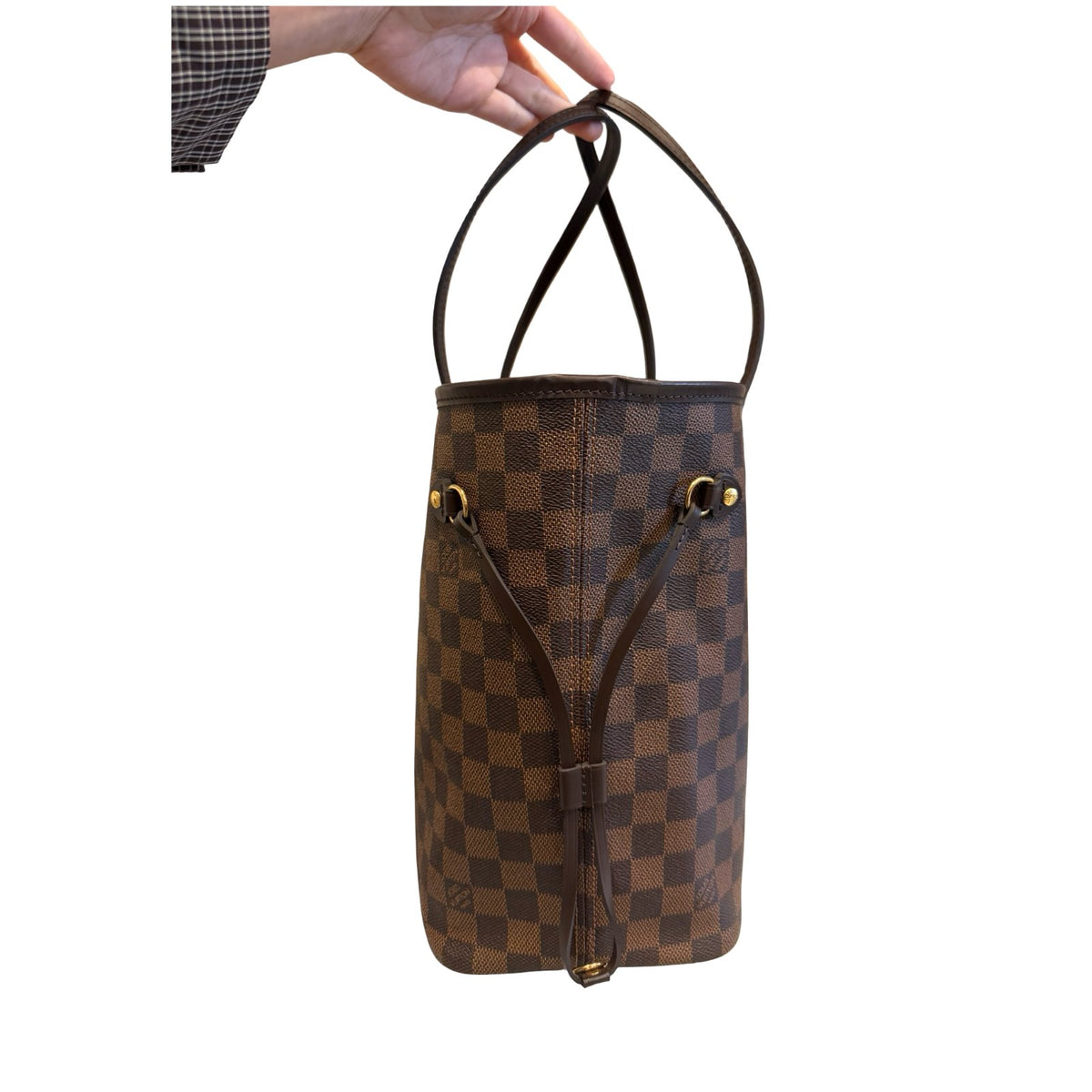 Louis Vuitton Damier Ebene Neverfull Tote Brown, Red Gold Hardware Lo2386