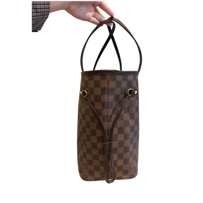Louis Vuitton Damier Ebene Neverfull Tote Brown, Red Gold Hardware Lo2386