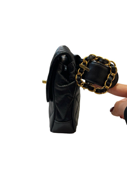 CHANEL Lambskin Quilted Belt Bag Belt Bag Black Gold Hardware Ry15