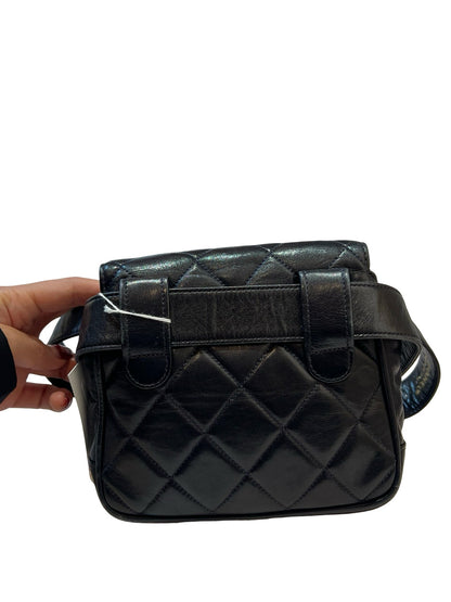 CHANEL Lambskin Quilted Belt Bag Belt Bag Black Gold Hardware Ry15