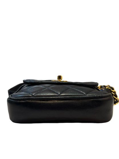 CHANEL Lambskin Quilted Belt Bag Belt Bag Black Gold Hardware Ry15