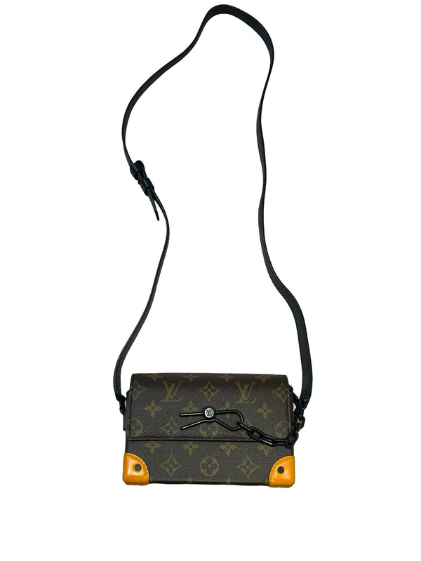 LOUIS VUITTON Monogram Canvas Soft Trunk Wallet Shoulder Bag Brown, Black, Orange Black Hardware Ry13