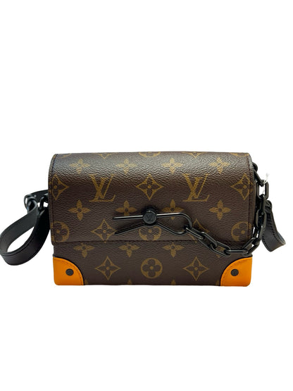 LOUIS VUITTON Monogram Canvas Soft Trunk Wallet Shoulder Bag Brown, Black, Orange Black Hardware Ry13