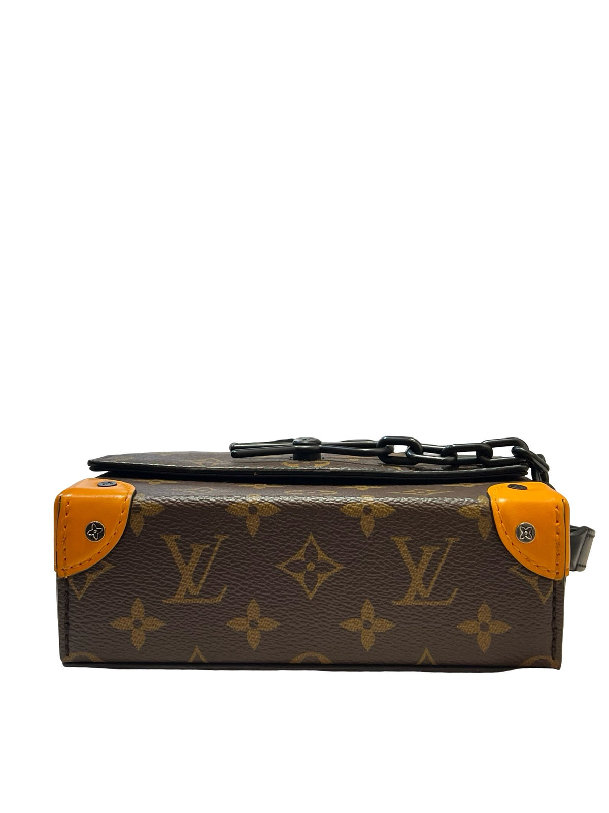 LOUIS VUITTON Monogram Canvas Soft Trunk Wallet Shoulder Bag Brown, Black, Orange Black Hardware Ry13