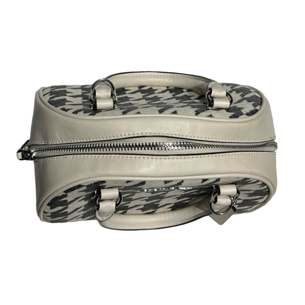 COACH Coated Canvas Mini Rowan Satchel Handbag Cream and Black Silver Hardware Co83