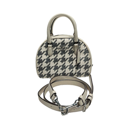 COACH Coated Canvas Mini Rowan Satchel Handbag Cream and Black Silver Hardware Co83