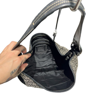 COACH Signature C Canvas Signature C Hobo Bag Shoulder Bag Charcoal Black Silver Hardware Co52