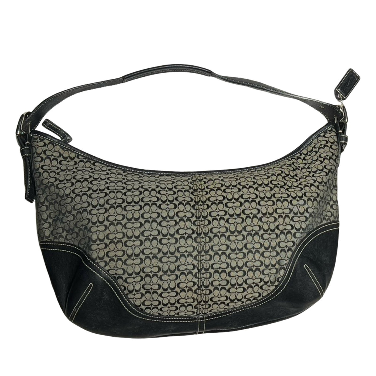 COACH Signature C Canvas Signature C Hobo Bag Shoulder Bag Charcoal Black Silver Hardware Co52