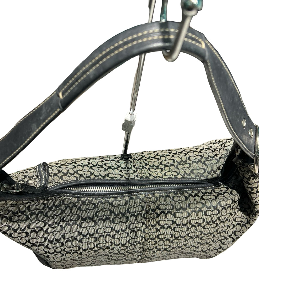 COACH Signature C Canvas Signature C Hobo Bag Shoulder Bag Charcoal Black Silver Hardware Co52