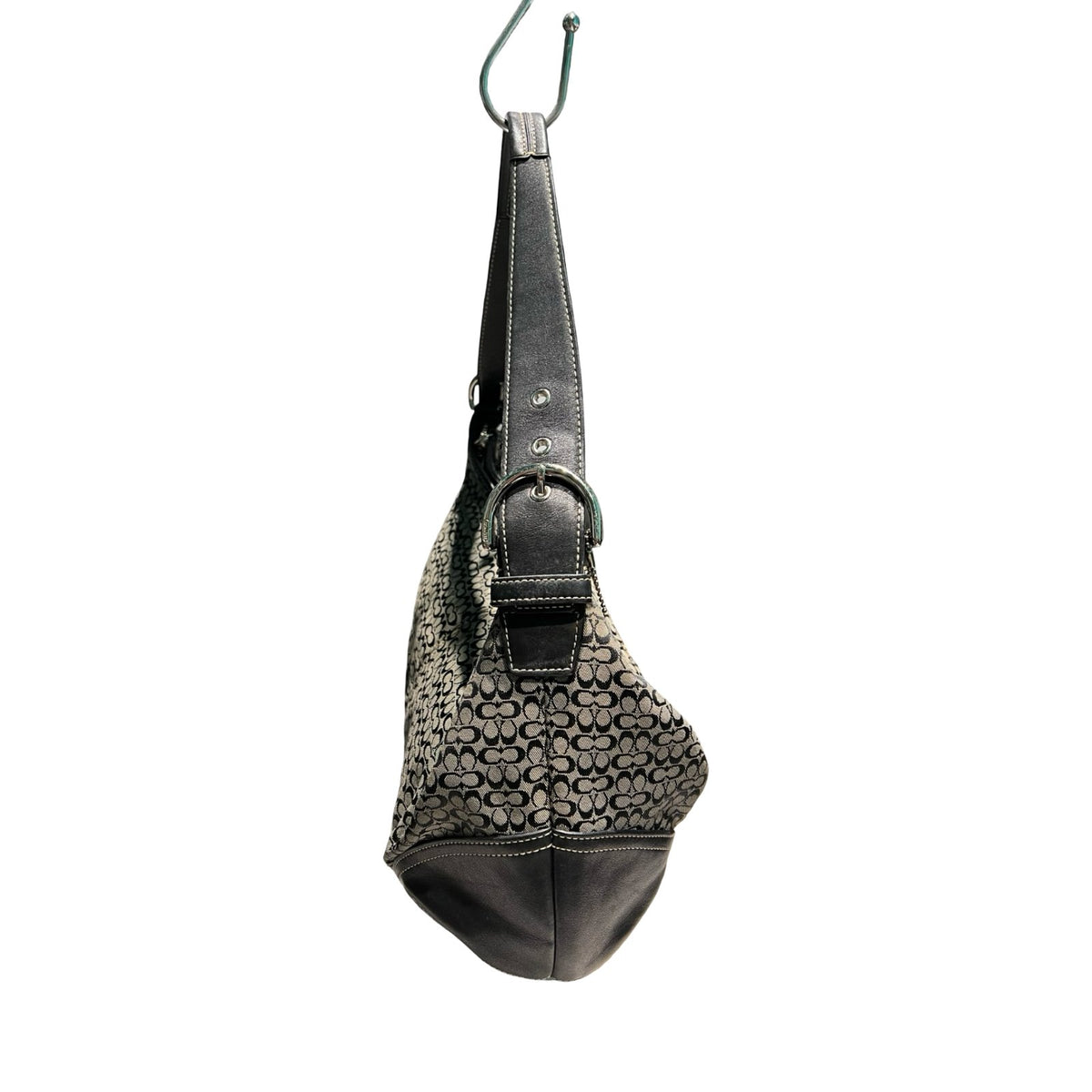 COACH Signature C Canvas Signature C Hobo Bag Shoulder Bag Charcoal Black Silver Hardware Co52